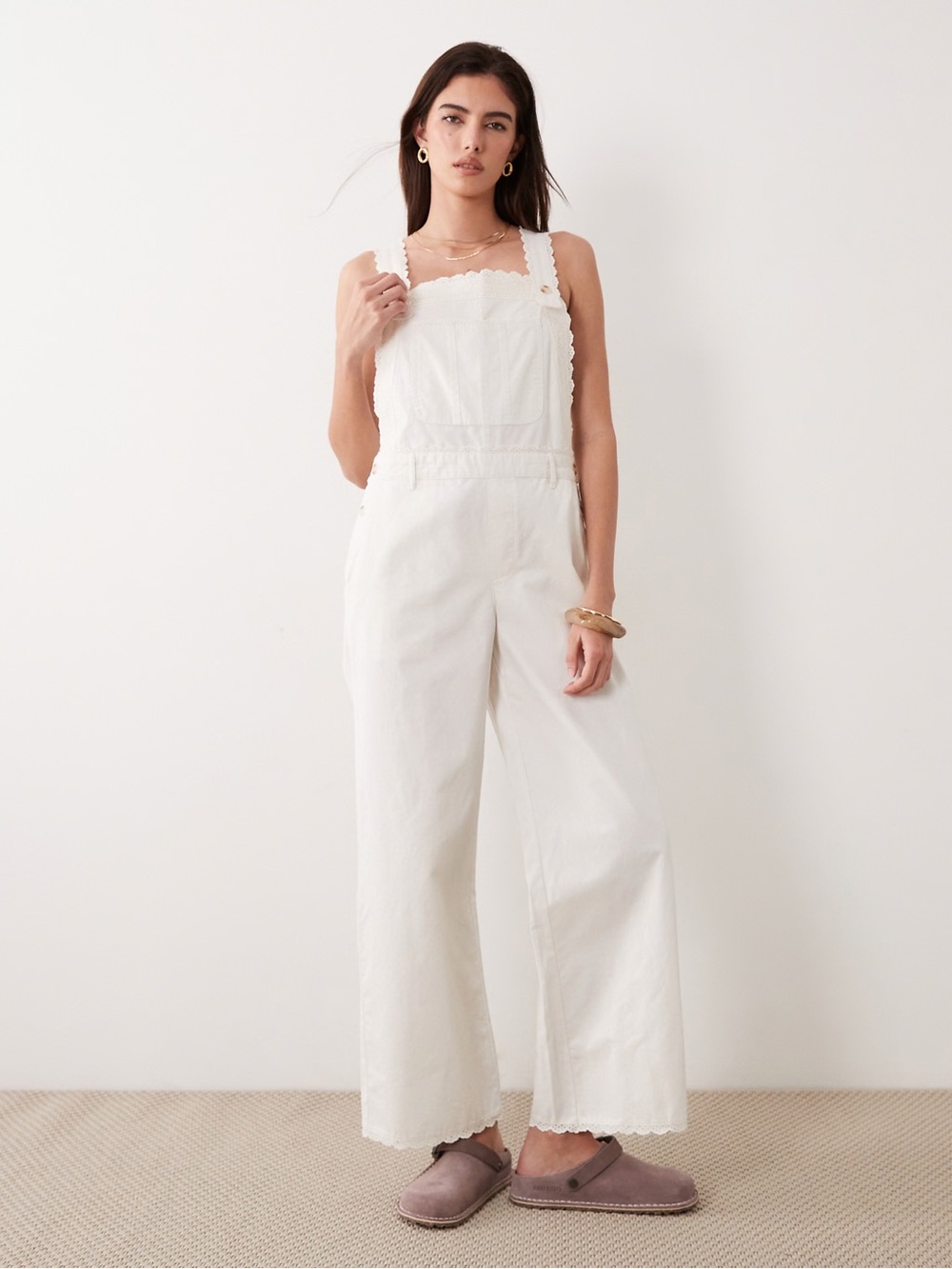 Abercrombie & Fitch 100% Cotton Embroidered Trim Overall Jumpsuit